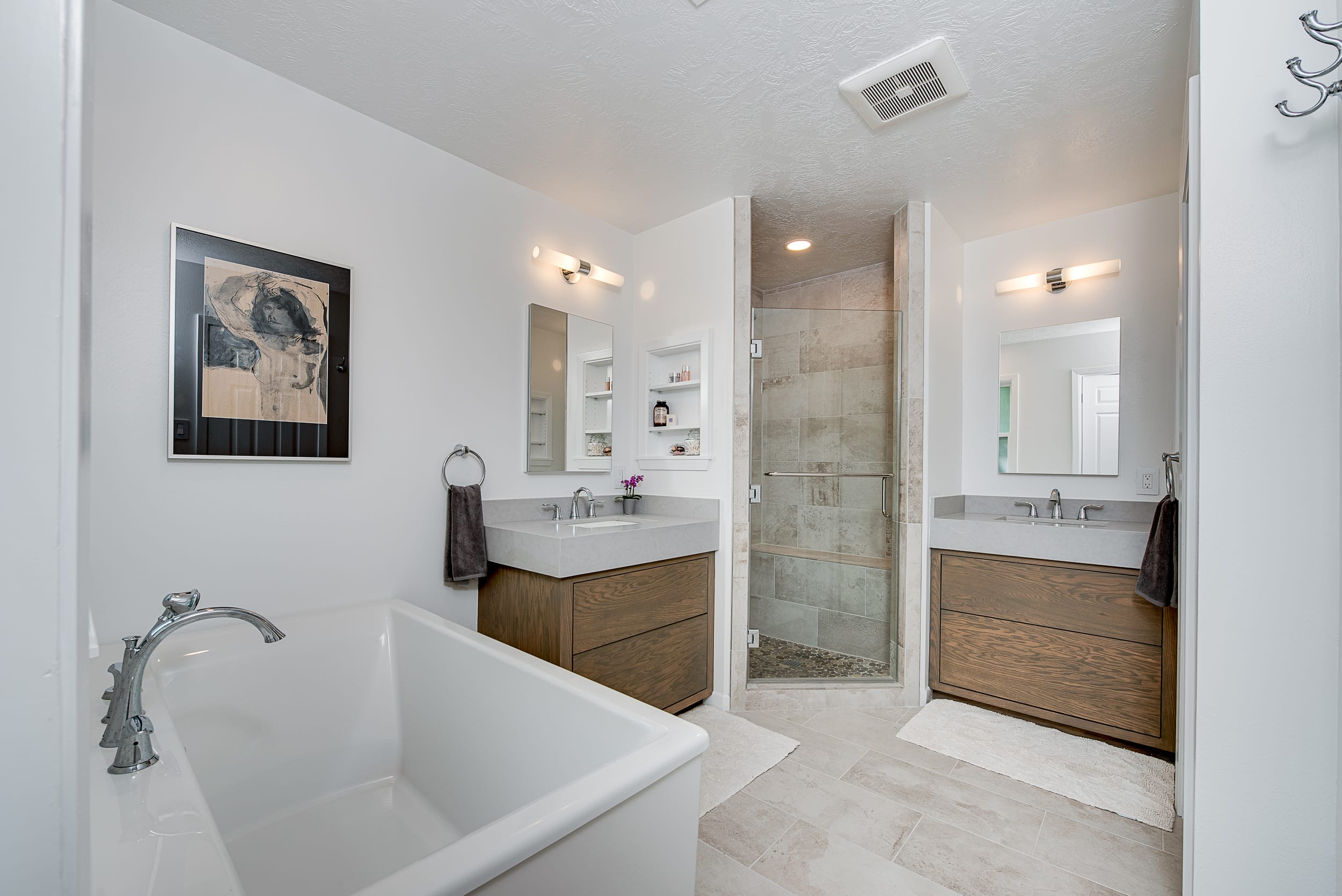 5-1-2 Copperfield bathroom and kitchen remodel featuring custom cabinetry and elegant Italian-inspired finishes