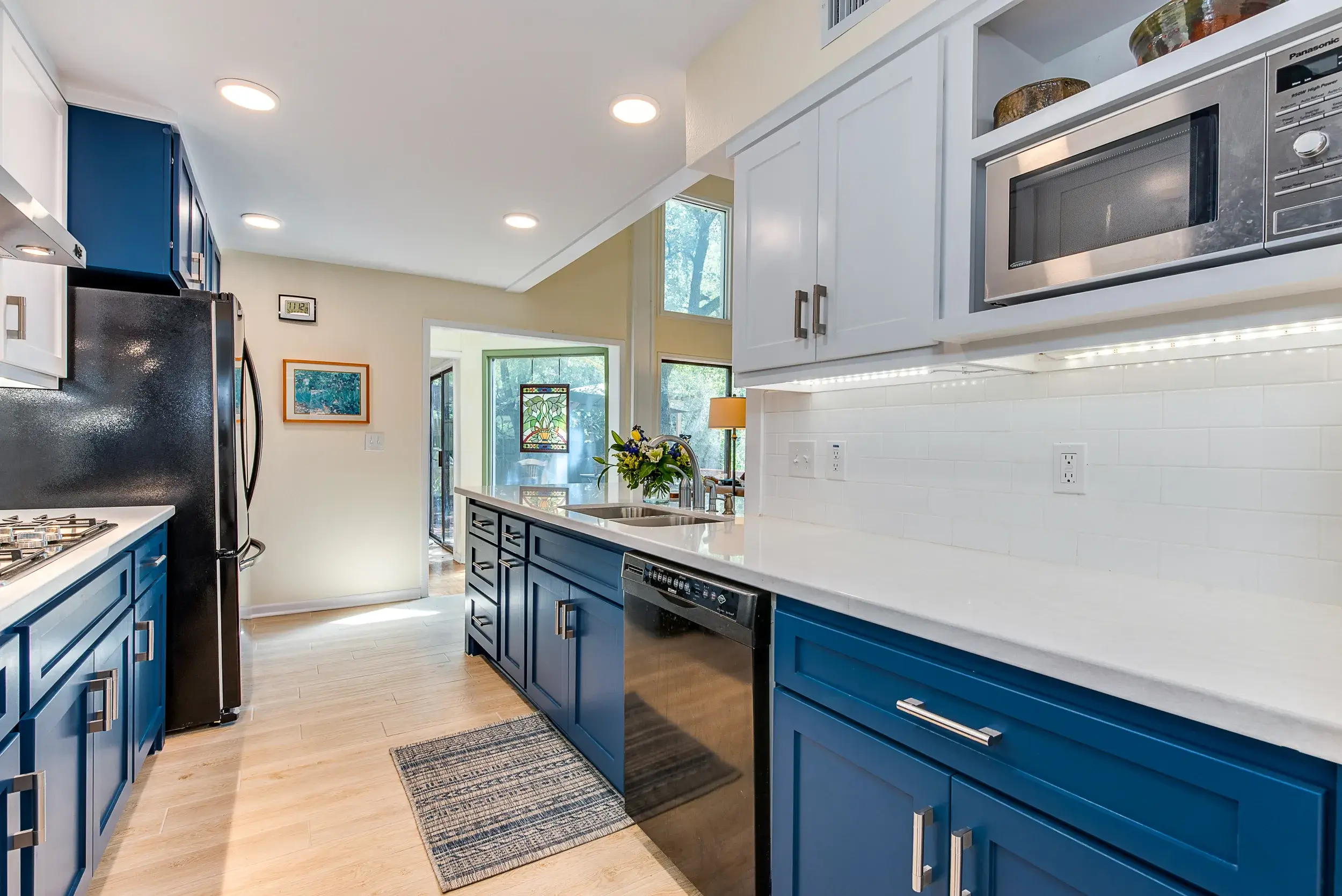 5–4 Kitchen remodel in College Station TX with blue cabinetry