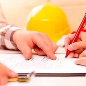 Homeowner reviewing remodeling documents with a design build firm College Station team before finalizing the remodeling estimate process