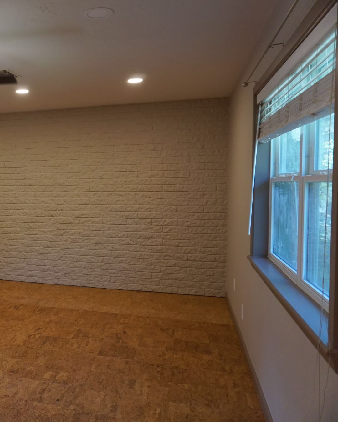 Cork flooring installed during aging in place renovation to provide a smooth and durable walking surface.