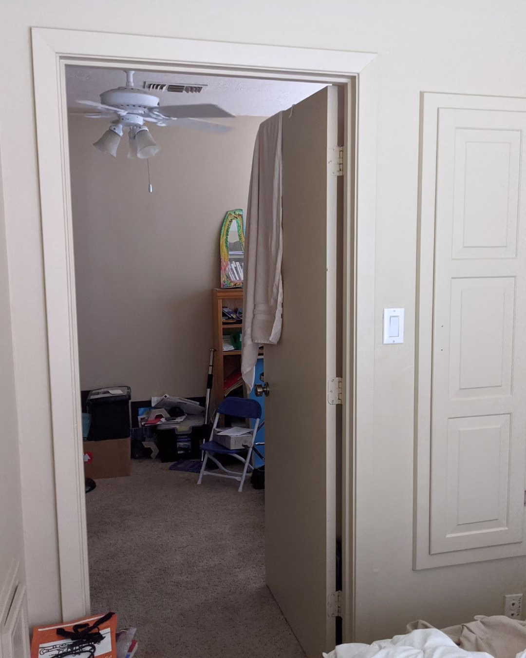Original interior walls and finishes before aging in place home renovation in Bryan–College Station.