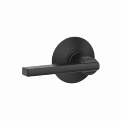 Black lever door handle that provides easier operation and improved accessibility for aging-in-place home design.